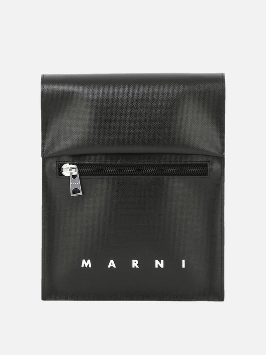 Black pouch with shoelace strap