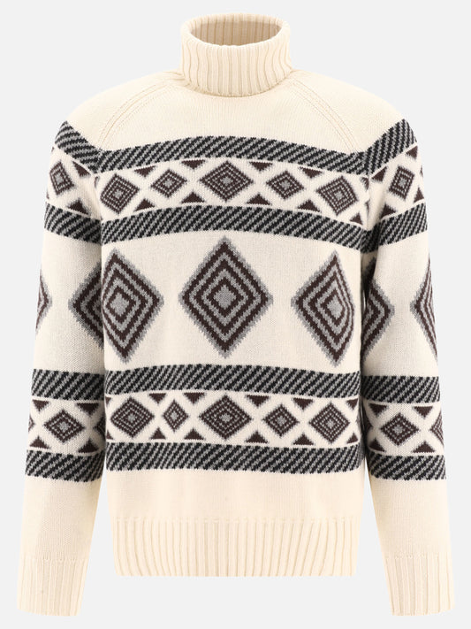 "Ethnic Jacquard" turtleneck sweater