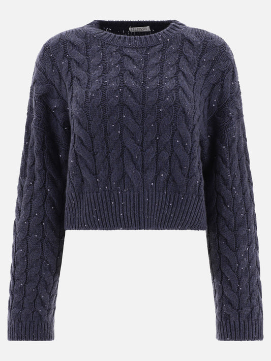 Sequinned cable-knit sweater
