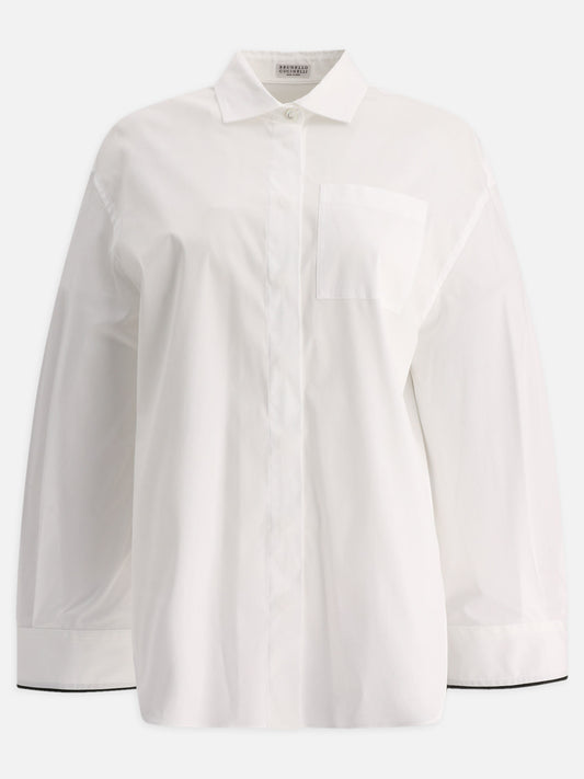 Poplin shirt with shiny cuff details