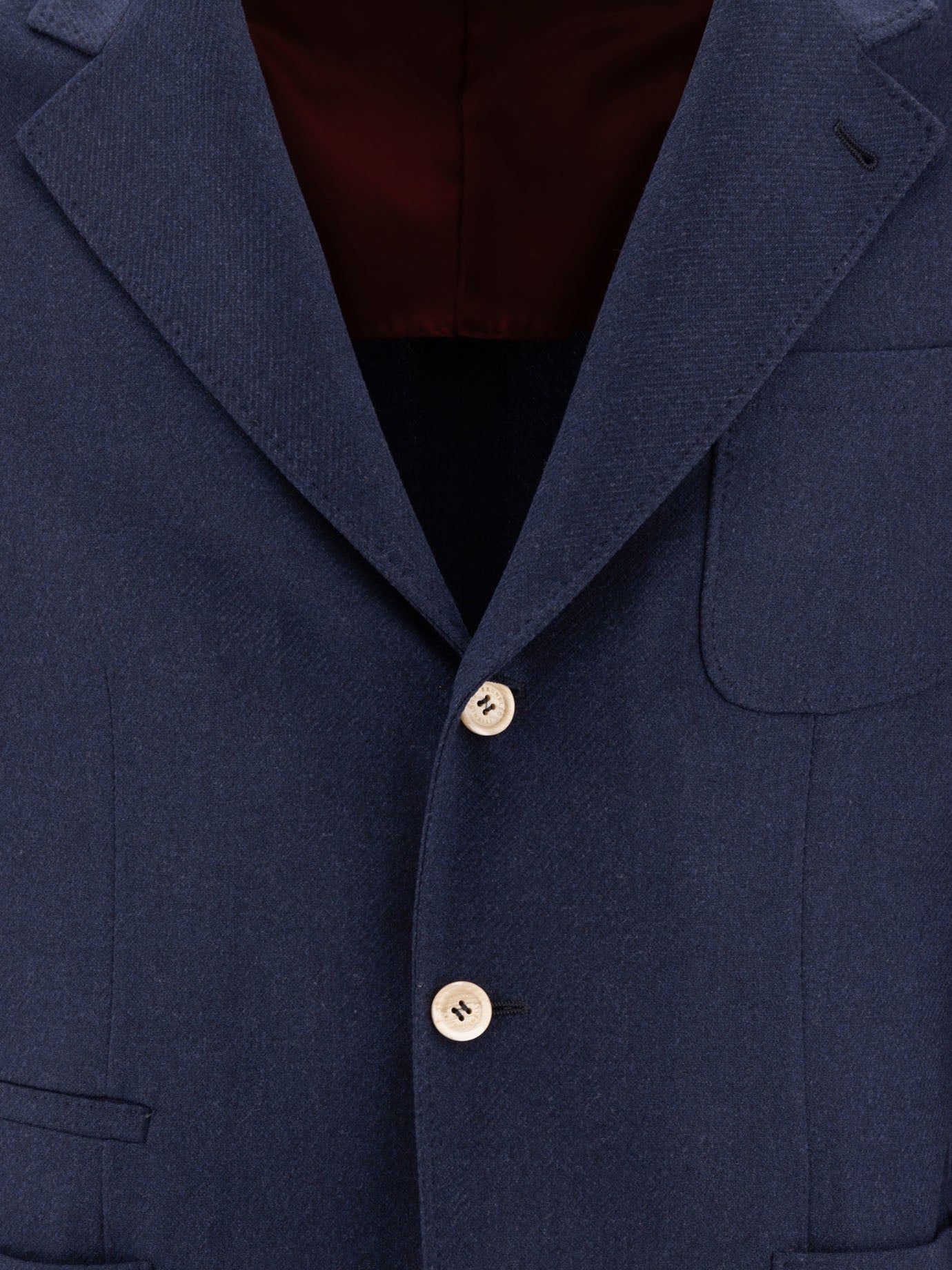 Brunello Cucinelli Wool, silk and cashmere diagonal deconstructed blazer with patch pockets Blue