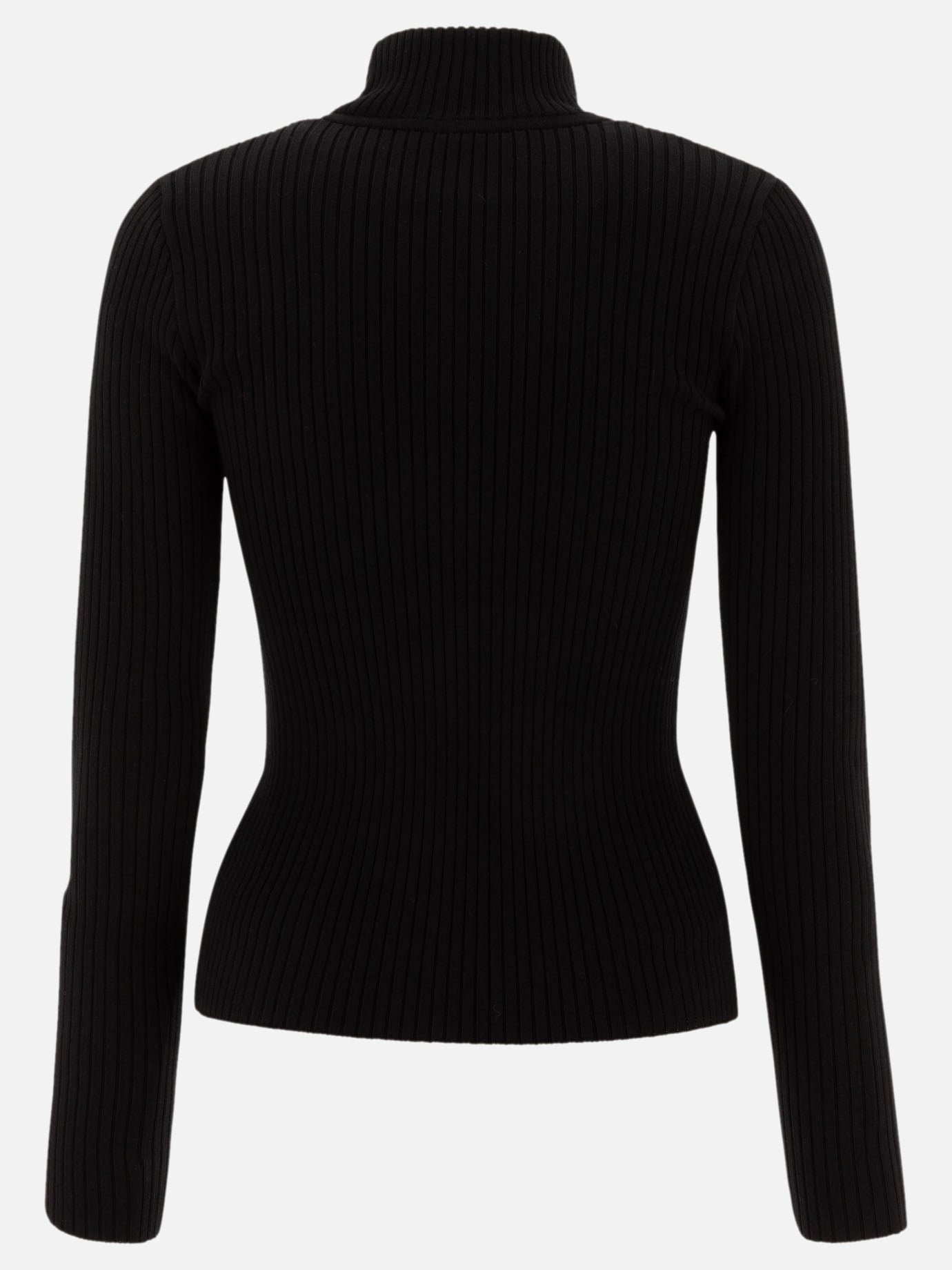 Courrèges "Reedition" ribbed sweater with logo Black