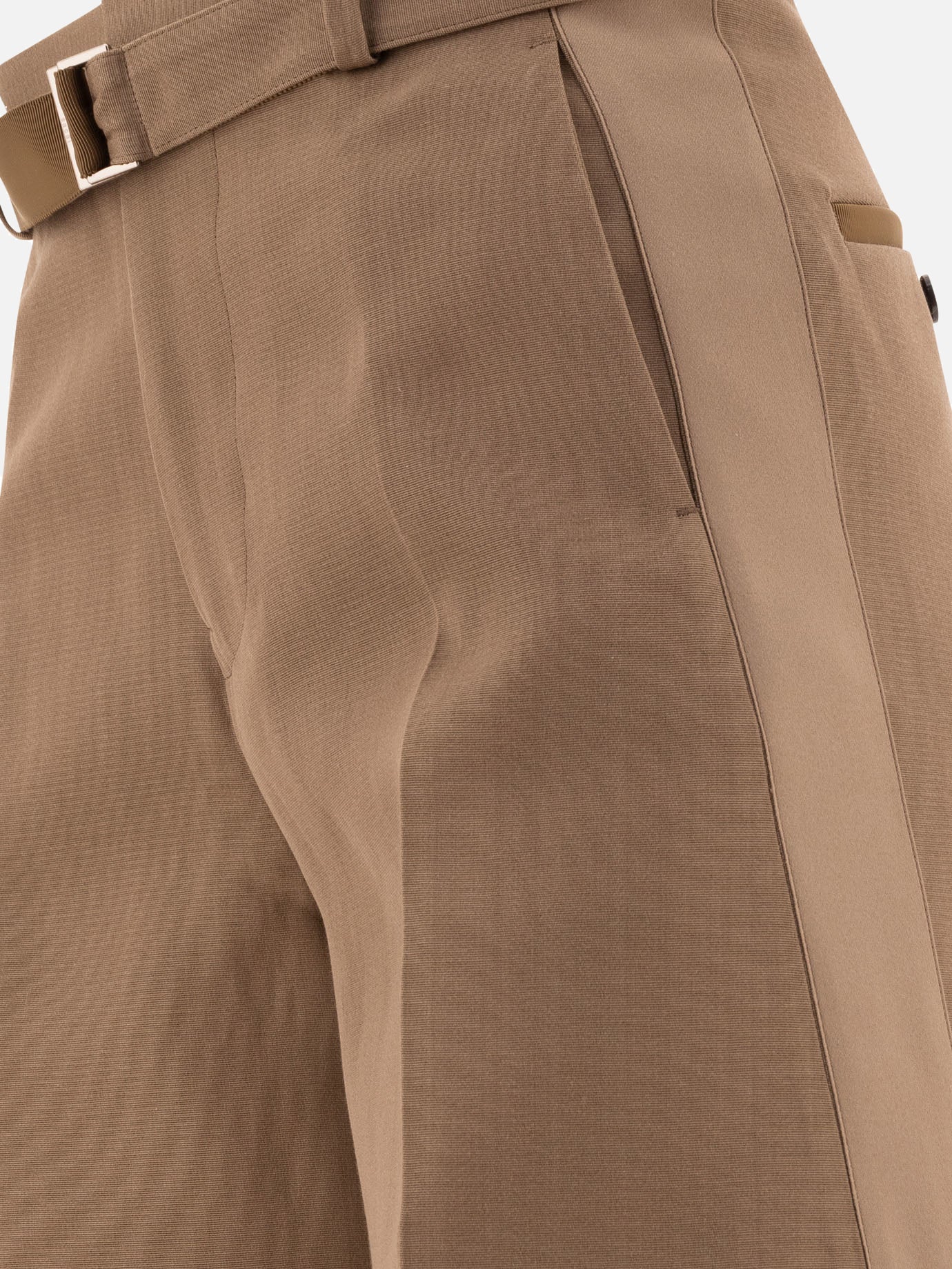 Sacai Tailored belted trousers Beige