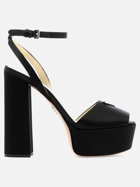 High-heeled satin sandals