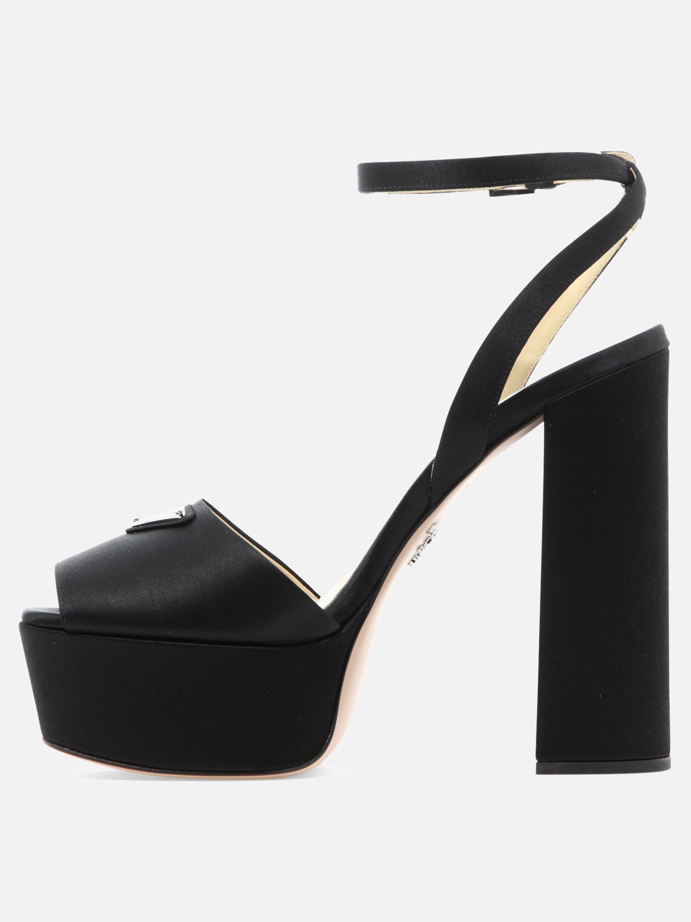 High-heeled satin sandals